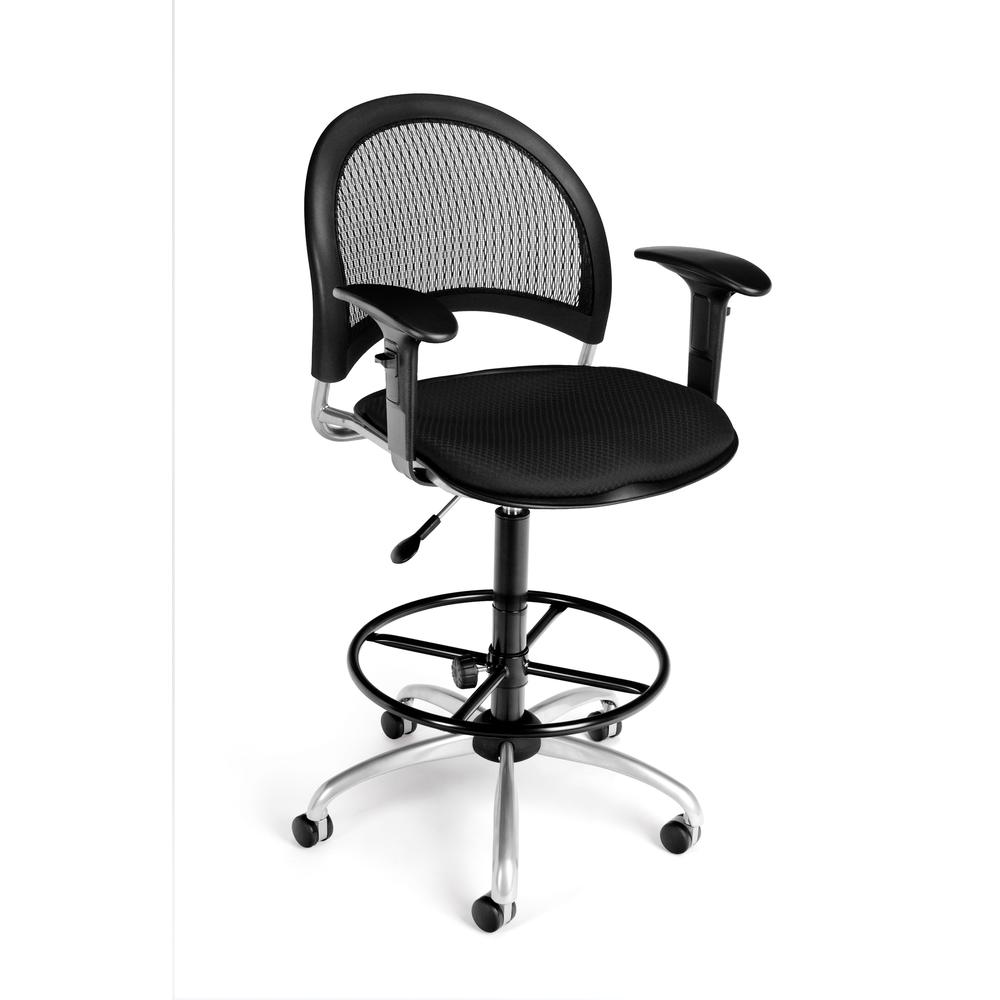 OFM Model 336AA3DK Fabric Swivel Task Chair with Arms and Kit, Black