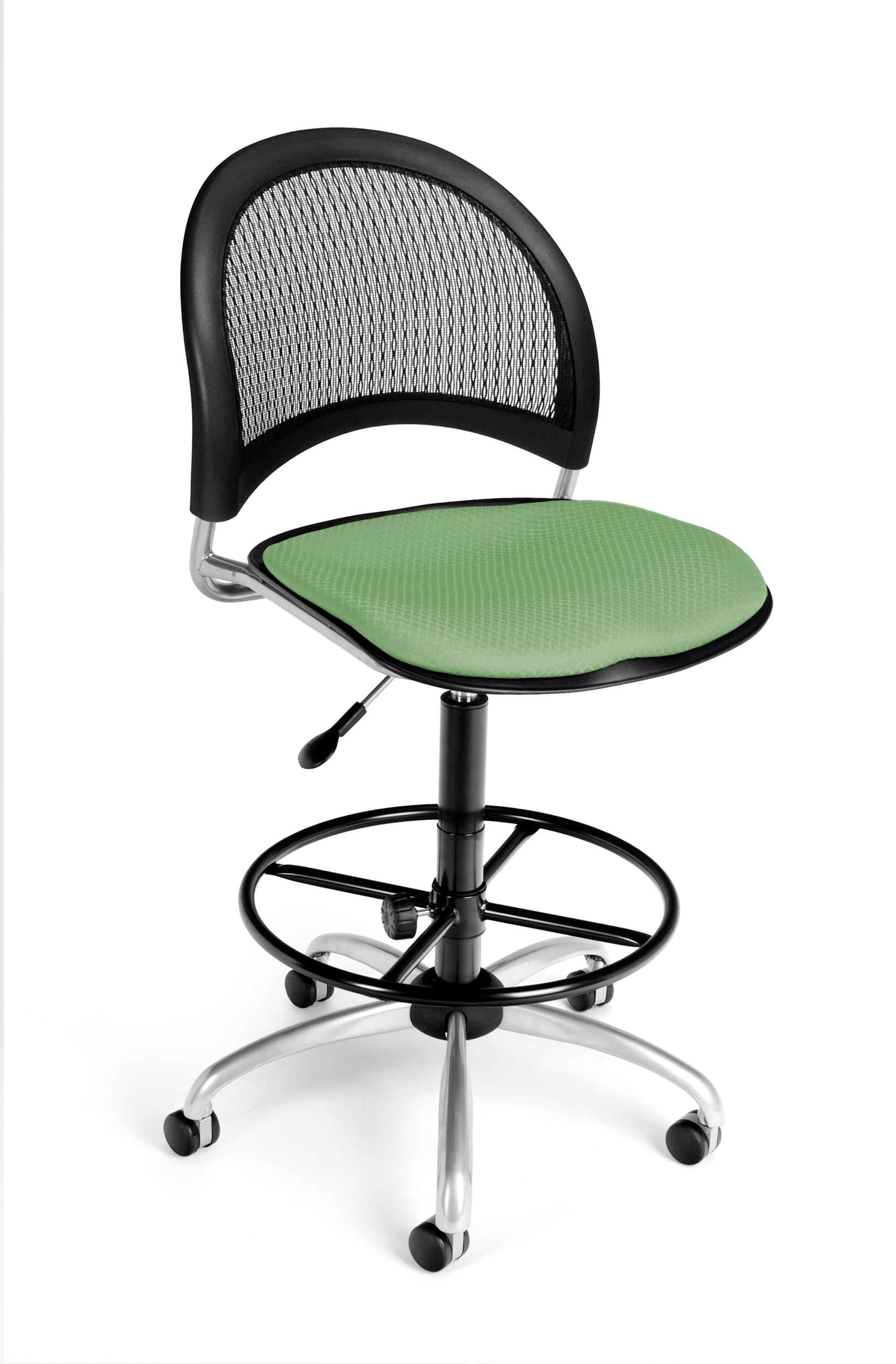 OFM Moon Fabric Swivel Drafting Stool in Sage Green