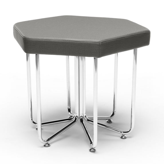OFM Hex Series Model 66 Vinyl Hexagon Stool, Slate with Chrome Frame
