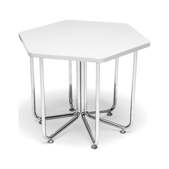66T-WHT -OFM office home computer college school task hex series table with chrome frame