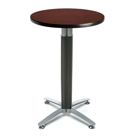 OFM Model CMT24RD 24" Round Metal Mesh Base Cafe Table, Mahogany