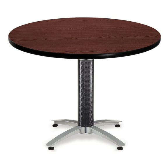 OFM Model MT42RD 42" Multi-Purpose Round Table with Metal Mesh Base, Mahogany