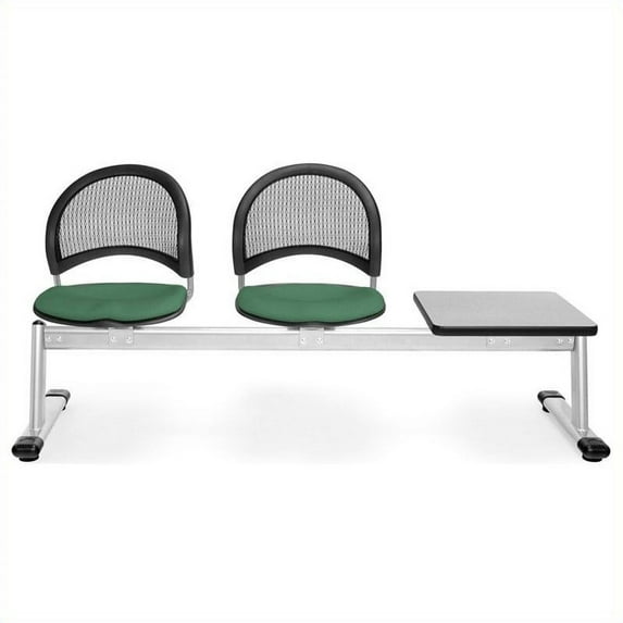 OFM Moon Beam Seating with 2 Seats and Table in Shamrock Green and Gray
