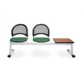 thumbnail image 1 of OFM Moon Series Model 333T 3-Unit Beam Seating with 2 Fabric Seats & 1 Table, Shamrock Green with Cherry, 1 of 2