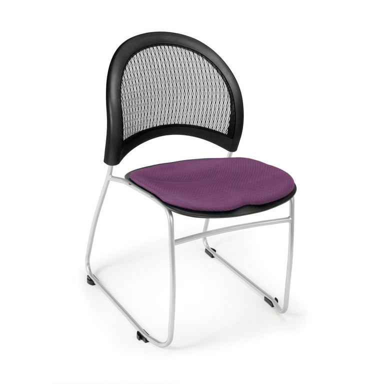 OFM Moon Fabric Stacking Chair in Plum and Black (Set of