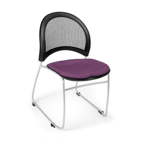 OFM Moon Fabric Stacking Chair in Plum and Black (Set of 4)