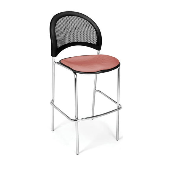 OFM Moon Series Model 338C Fabric Cafe Height Chair, Coral Pink with Chrome Finish Base, Pack of 2