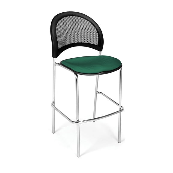 OFM Moon Series Model 338C Fabric Cafe Height Chair, Shamrock Green with Chrome Finish Base, Pack of 2
