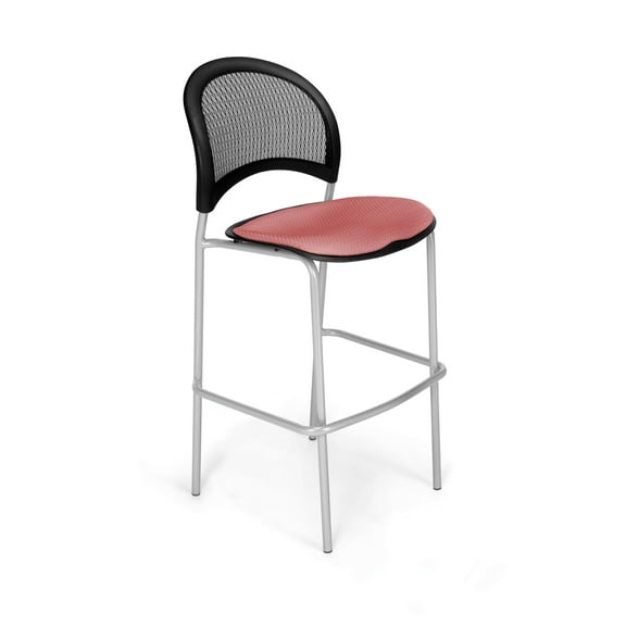 OFM Moon Series Model 338S Fabric Cafe Height Chair, Coral Pink with Silver Base, Pack of 2