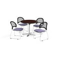 thumbnail image 1 of OFM Multi-Use Break Room Package, 36" Round Flip-Top Table with Moon Stack Chairs, Mahogany Finish with Lavender Seats (PKG-BRK-169), 1 of 5