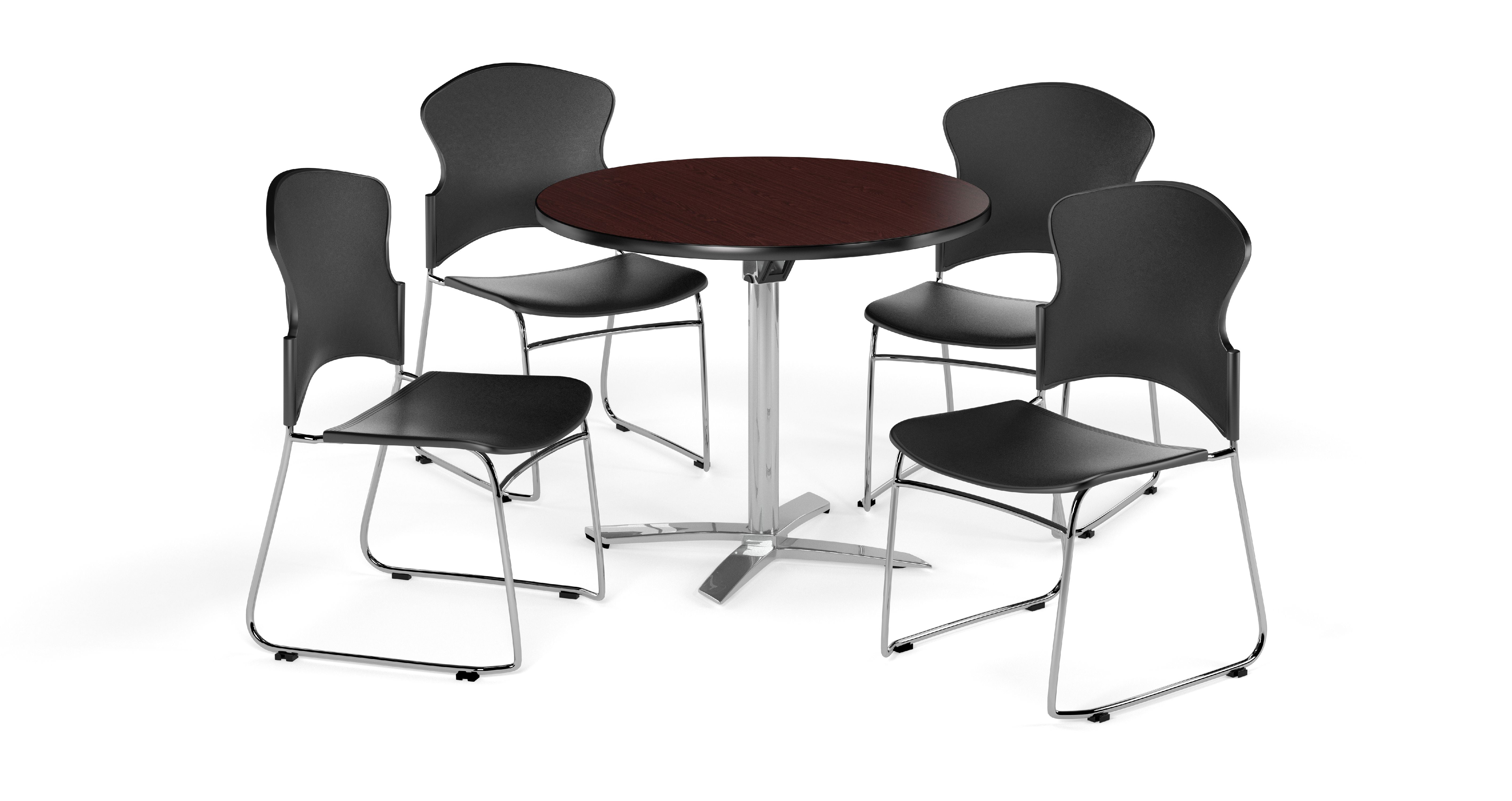 OFM  Mahogany 42-inch Round Break Room Table with 4 chairs