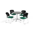 thumbnail image 1 of OFM Multi-Use Break Room Package, 36" Round Table with Stars Stack Chairs, Gray Nebula Finish with Chrome-Plated Steel Base and Shamrock Green Seats (PKG-BRK-167), 1 of 5