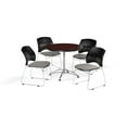 thumbnail image 1 of OFM Multi-Use Break Room Package, 36" Round Table with Stars Stack Chairs, Mahogany Finish with Chrome-Plated Steel Base and Putty Seats (PKG-BRK-167), 1 of 5
