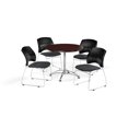 thumbnail image 1 of OFM Multi-Use Break Room Package, 36" Round Table with Stars Stack Chairs, Mahogany Finish with Chrome-Plated Steel Base and Slate Gray Seats (PKG-BRK-167), 1 of 5