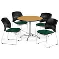 thumbnail image 1 of OFM Multi-Use Break Room Package, 36" Round Table with Stars Stack Chairs, Oak Finish with Chrome-Plated Steel Base and Sage Green Seats (PKG-BRK-167), 1 of 5