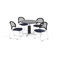 thumbnail image 1 of OFM Multi-Use Break Room Package, 36" Round Table with Moon Stack Chairs, Gray Nebula Finish with Metal Mesh Base and Navy Seats (PKG-BRK-173), 1 of 1