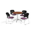 thumbnail image 1 of OFM Multi-Use Break Room Package, 36" Round Table with Stars Stack Chairs, Cherry Finish with Chrome-Plated Steel Base and Plum Seats (PKG-BRK-167), 1 of 5