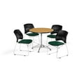 thumbnail image 1 of OFM Multi-Use Break Room Package, 36" Round Table with Stars Stack Chairs, Oak Finish with Chrome-Plated Steel Base and Plum Seats (PKG-BRK-167), 1 of 5