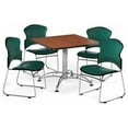 thumbnail image 1 of Core Collection Breakroom Set, 36" Square Multi-purpose Table in Cherry,  4 Multi-use Plastic Stack Chairs with Anti-microbial/Anti-bacterial Vinyl Seat and Back in Charcoal, 1 of 1
