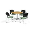 thumbnail image 1 of OFM Multi-Use Break Room Package, 42" Round Table with Stars Stack Chairs, Oak Finish with Chrome-Plated Steel Base and Sage Green Seats (PKG-BRK-168), 1 of 5