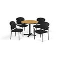 thumbnail image 1 of OFM Multi-Use Break Room Package, 42" Round Table with Fabric Guest Chairs, Oak Finish with X-Style Pedestal Base and Black Seats (PKG-BRK-155), 1 of 1