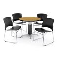 thumbnail image 1 of OFM  Oak 42-inch Square Mesh Base Table with 4 Plastic Multi Use Chairs, 1 of 5