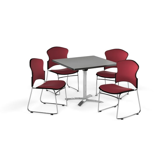 OFM  Gray 42-inch Round Multi Purpose Flip Top Table with 4 Fabric Chairs Gray Nebula Table/ Wine Chair Color