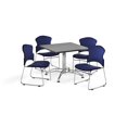 thumbnail image 1 of ofm multi-use break room package, 42" square table with fabric stack chairs, gray nebula finish with chrome-plated steel base and wine seats (pkg-brk-044), 1 of 1