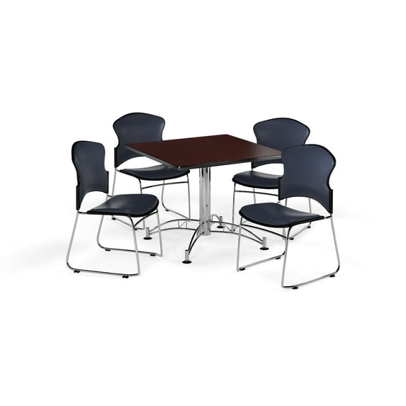 OFM PKG-BRK-060-0014 Breakroom Package Featuring 42 in. Square Multi-Purpose Table with Four Multi-Use Stack Vinyl Seat & Back Chairs