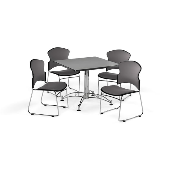 OFM PKG-BRK-042-0005 Breakroom Package Featuring 36 in. Square Multi-Purpose Table with Four Multi-Use Stack Fabric Seat & Back Chairs