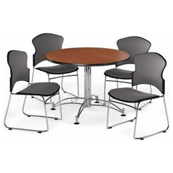 OFM PKG-BRK-043-0010 Breakroom Package Featuring 42 in. Round Multi-Purpose Table with Four Multi-Use Stack Fabric Seat & Back Chairs