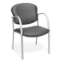 OFM Reception Chair with Arms - Vinyl Guest Chair, in Charcoal (414-VAM-604)