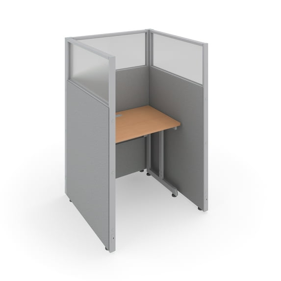 OFM RiZe 1 x 1 Privacy Workstation Unit in Gray and Maple