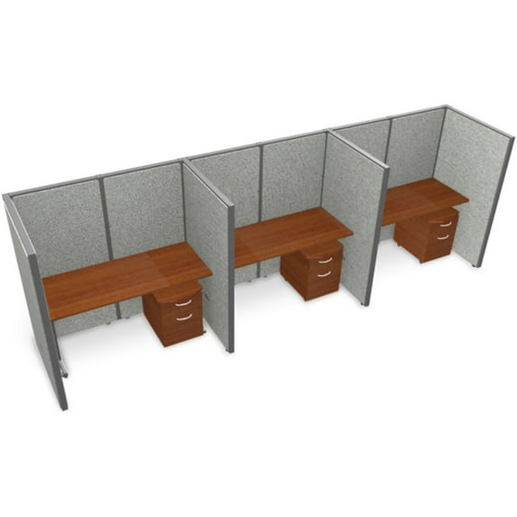 OFM RiZe 1 x 3 Privacy Workstation Unit in Gray and Cherry