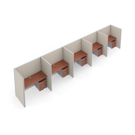 OFM RiZe 1 x 5 Privacy Workstation Unit in Beige and Cherry