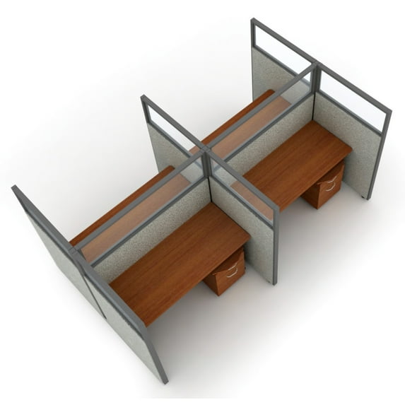 OFM RiZe 2 x 2 Privacy Workstation Unit in Gray and Cherry