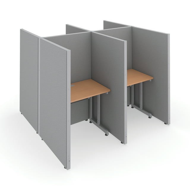 OFM RiZe 2 x 2 Privacy Workstation Unit in Gray and Maple