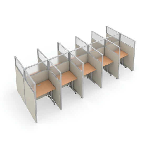 OFM RiZe 2 x 5 Privacy Workstation Unit in Beige and Maple