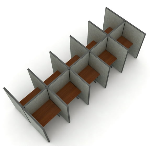 OFM RiZe 2 x 5 Privacy Workstation Unit in Gray and Cherry
