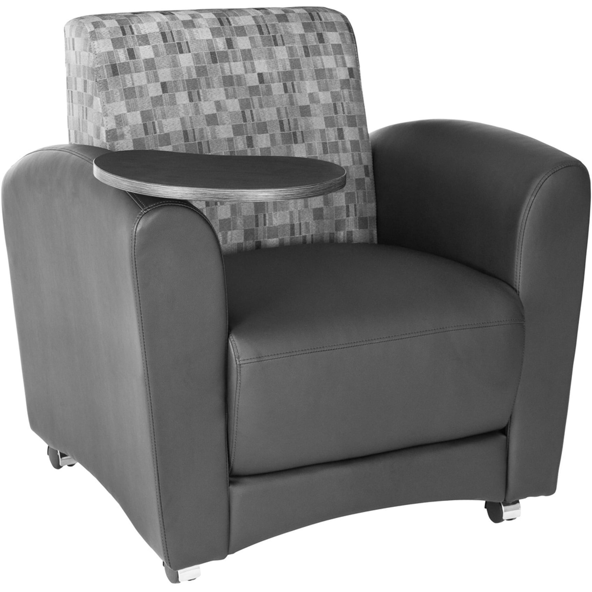 OFM Social Seating Vinyl Guest Reception Waiting Room Chair with Single Tablet, Black