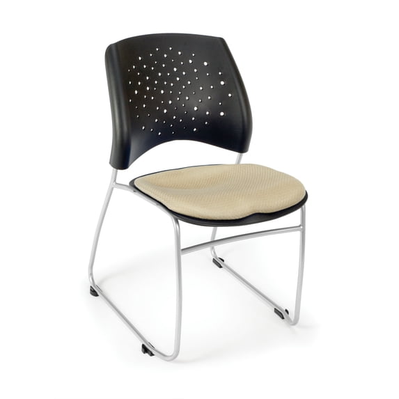 OFM Stars Series Model 325 Fabric Stack Chair, Khaki, Pack of 4