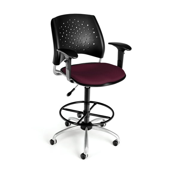 OFM Stars Series Model 326-AA3-DK Fabric Swivel Task Chair with Arms and Drafting Kit, Burgundy