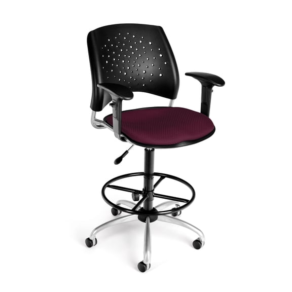 OFM Stars Series Model 326-AA3-DK Fabric Swivel Task Chair with Arms and Drafting Kit, Burgundy