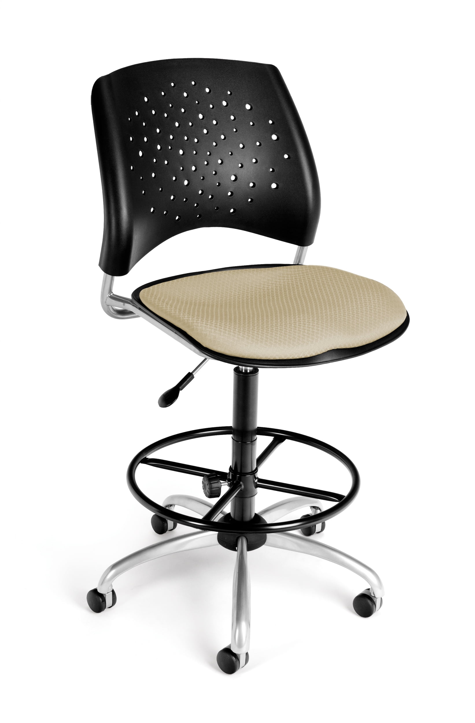 OFM Stars Series Model 326-DK Armless Fabric Swivel Task Chair and Drafting Kit, Khaki