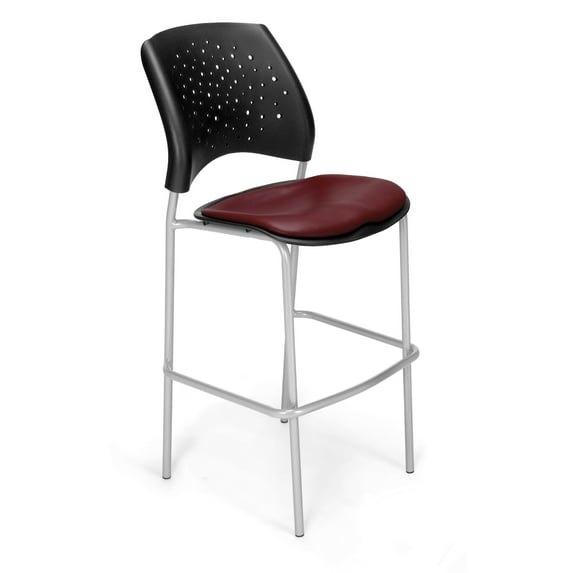 OFM Stars Series Model 328S-VAM Vinyl Cafe Height Chair, Wine with Silver Base, Pack of 2