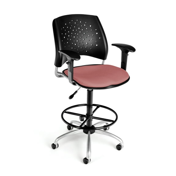 OFM Stars Swivel Stool with Arms, Coral