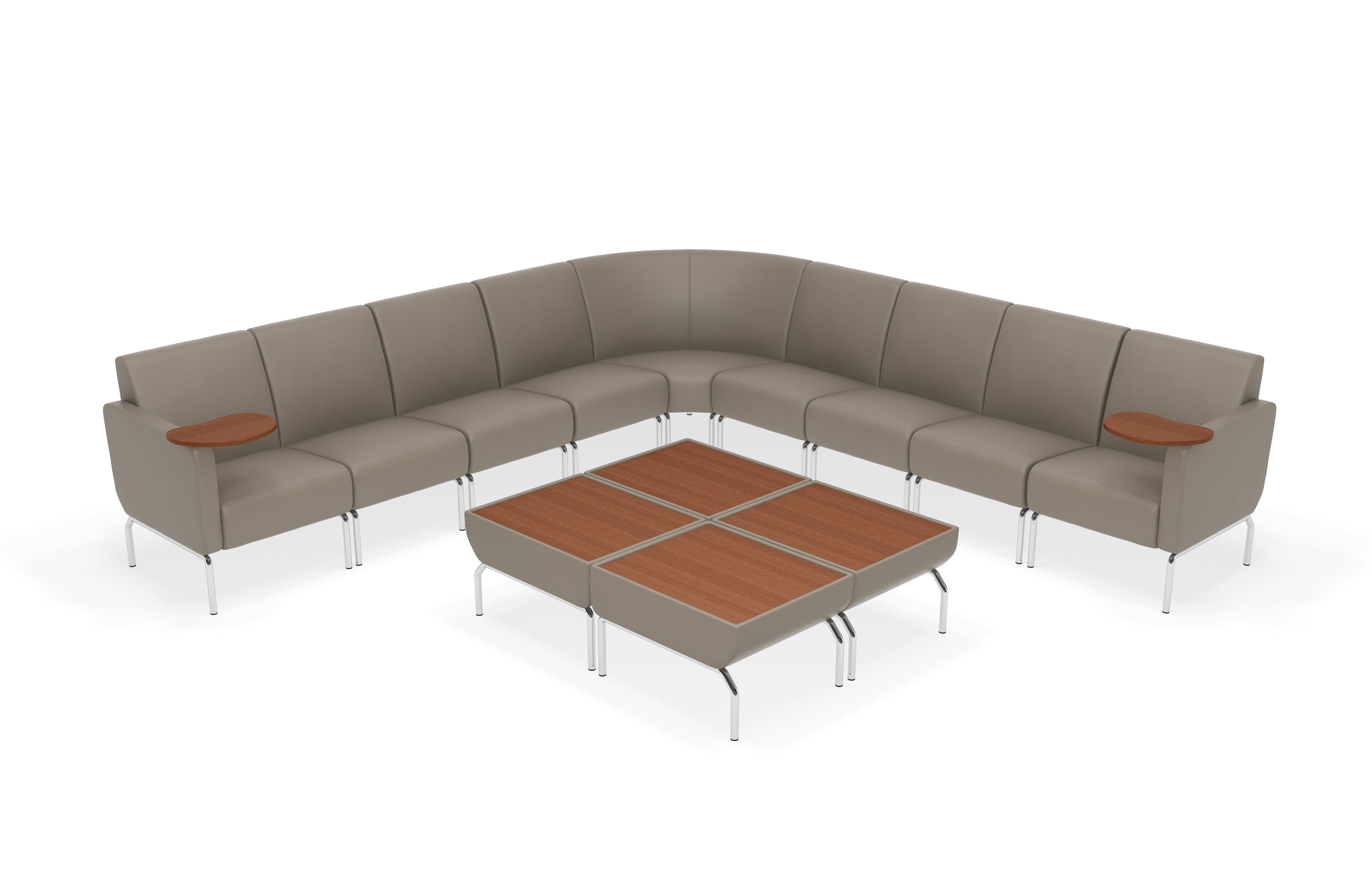 OFM Triumph Series L-Shaped Lounge Chair and Table Set, Taupe with ...