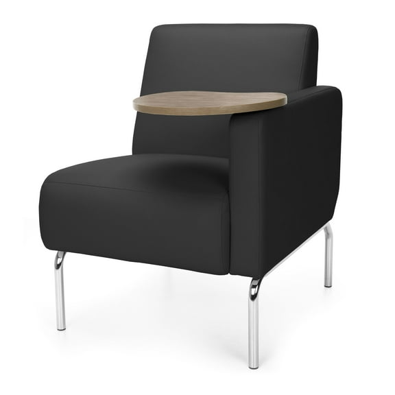 OFM Triumph Series Model 3001LT Polyurethane Modular Left Arm Lounge Chair with Bronze Tablet, Black