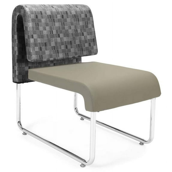 OFM Uno Lounge Chair in Nickel and Taupe (Set of 2)