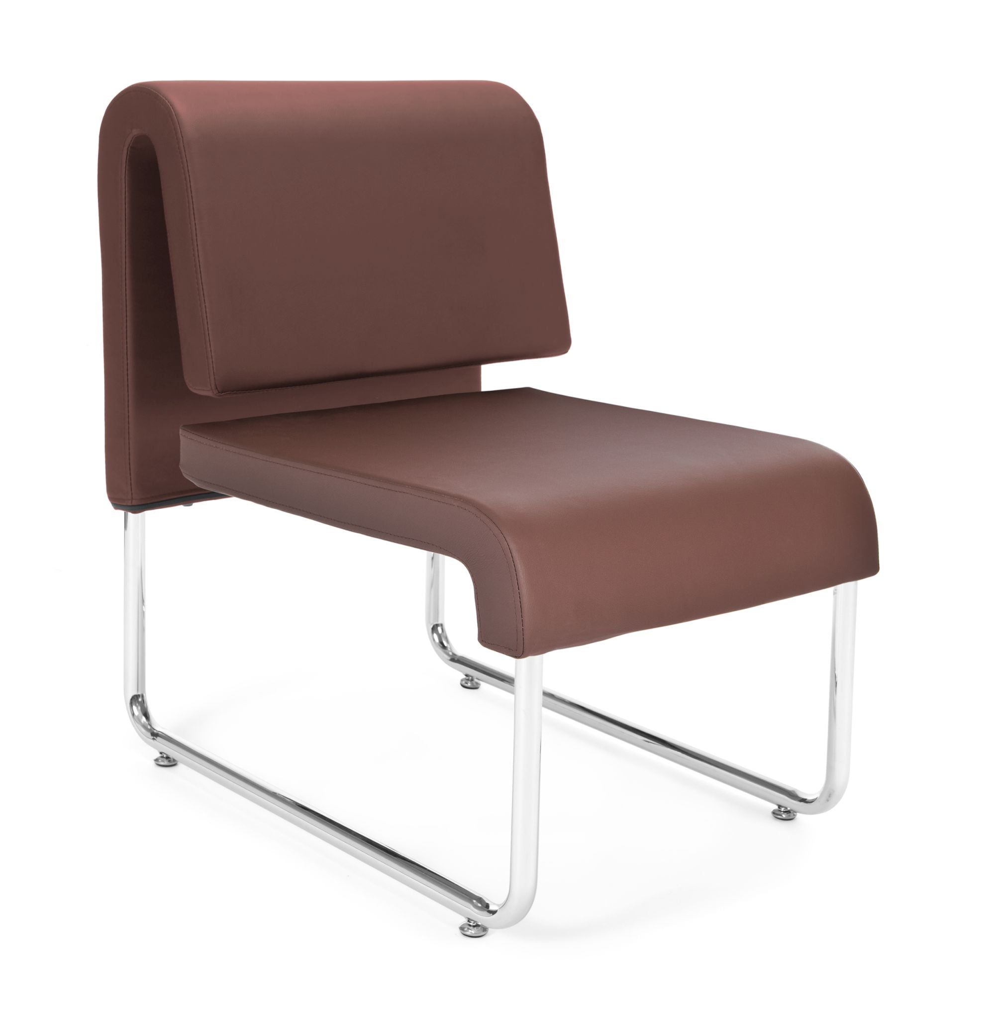 OFM Uno Series Model 420 Polyurethane Lounge Chair, Brown, Pack of 2